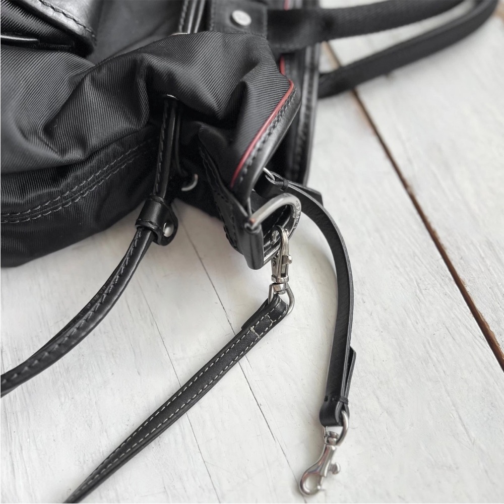 LANCEL "Miss Lancel" Black Leather /Nylon Handbag Hobo Purse Bucket Bag Paris - Picture 12 of 16